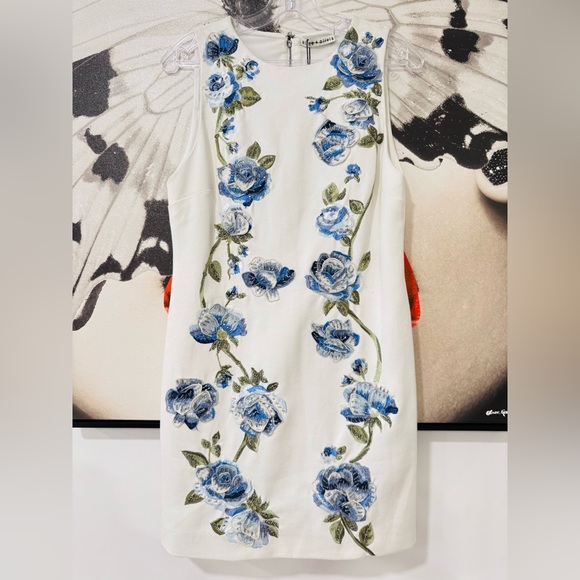 Alice and Olivia Clyde Embroidered  Floral Embellished Mini Dress - Picture 5 of 16